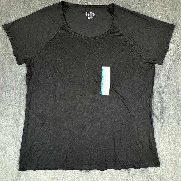 Time and Tru Women's Black Knit Short Sleeve Top Size: XL (16-18) NWT - Picture 2 of 3